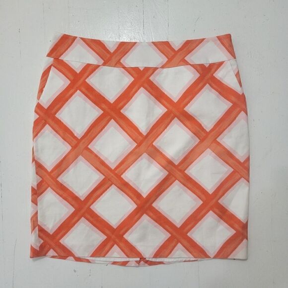 Merona Cotton Orange and White Brushstrokes Waffle Mini Skirt with Pockets - Picture 1 of 9